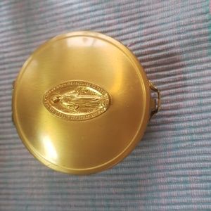 Gold Colored Rosary Container - Blue Lining -